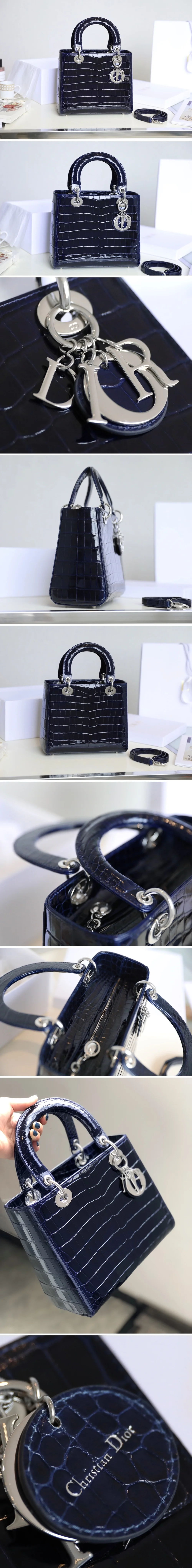 디올 레이디백 엠버 아메리카 악어가죽