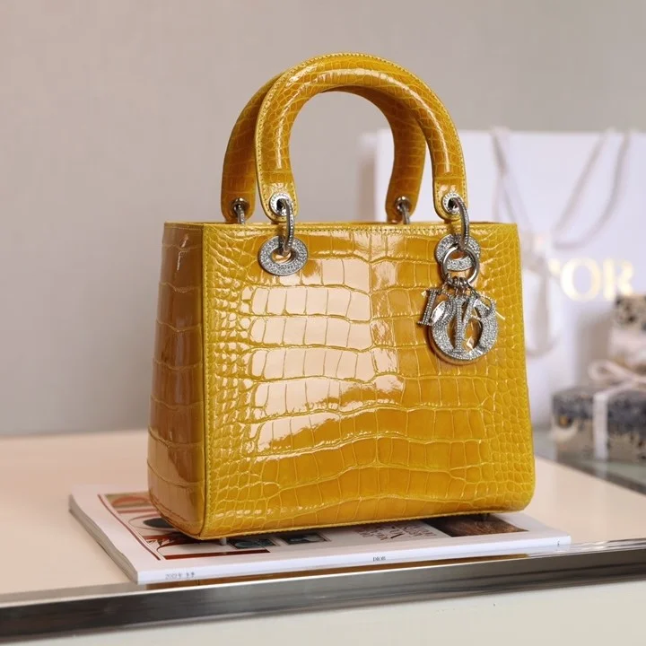 디올 레이디백 5구 엠버 프리미엄 악어가죽