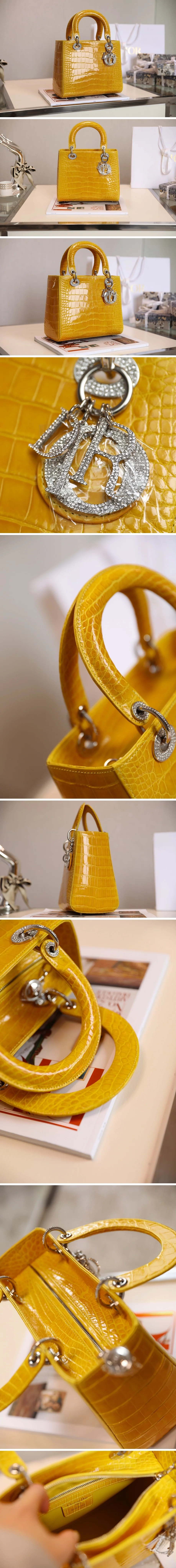 디올 레이디백 5구 엠버 프리미엄 악어가죽