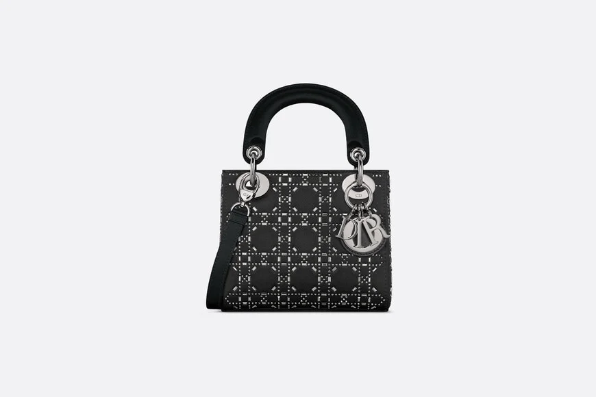 디올 레이디 블랙 라인 스톤 미니 백