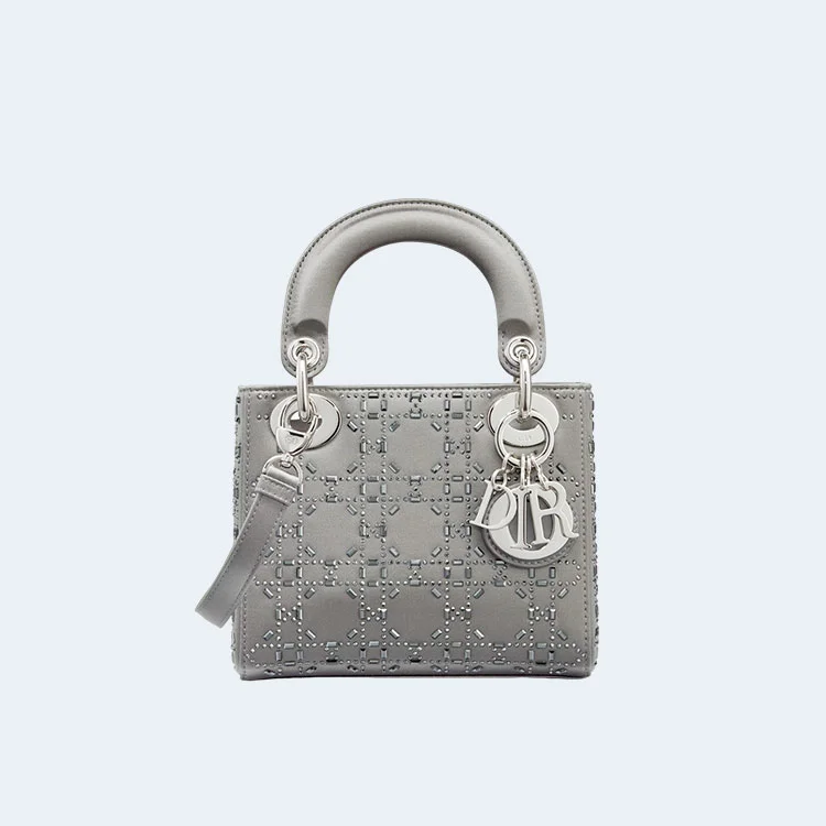 디올 레이디 그레이 라인 스톤 미니 백