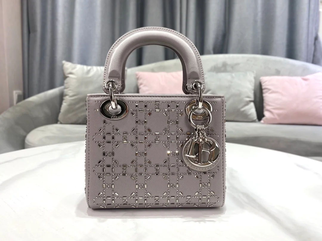 디올 레이디 그레이 라인 스톤 미니 백
