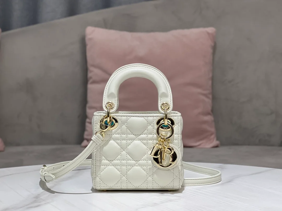디올 레이디 마이크로 핸드백 화이트