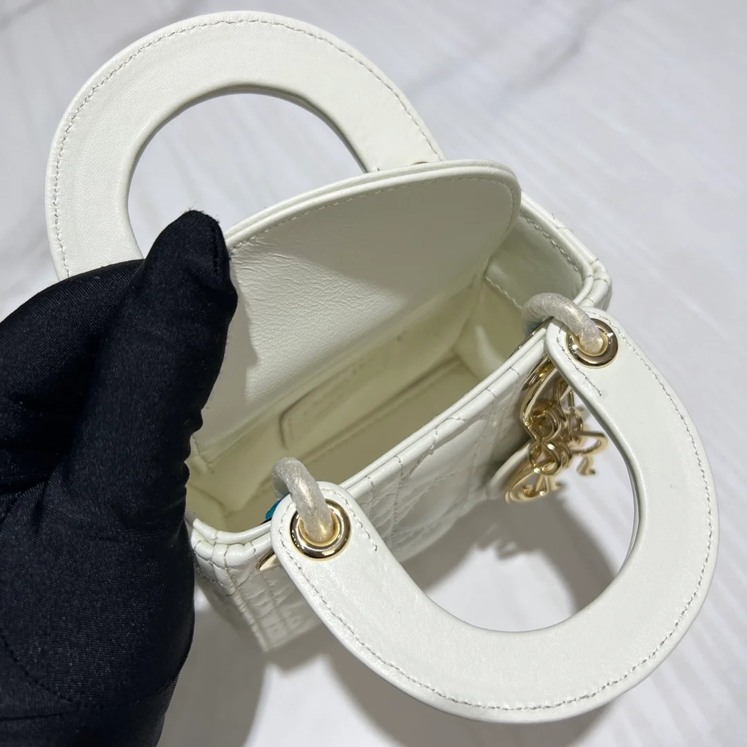 디올 레이디 마이크로 핸드백 화이트