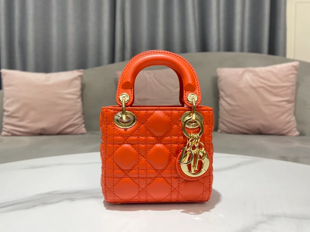 디올 레이디 마이크로 핸드백 오렌지