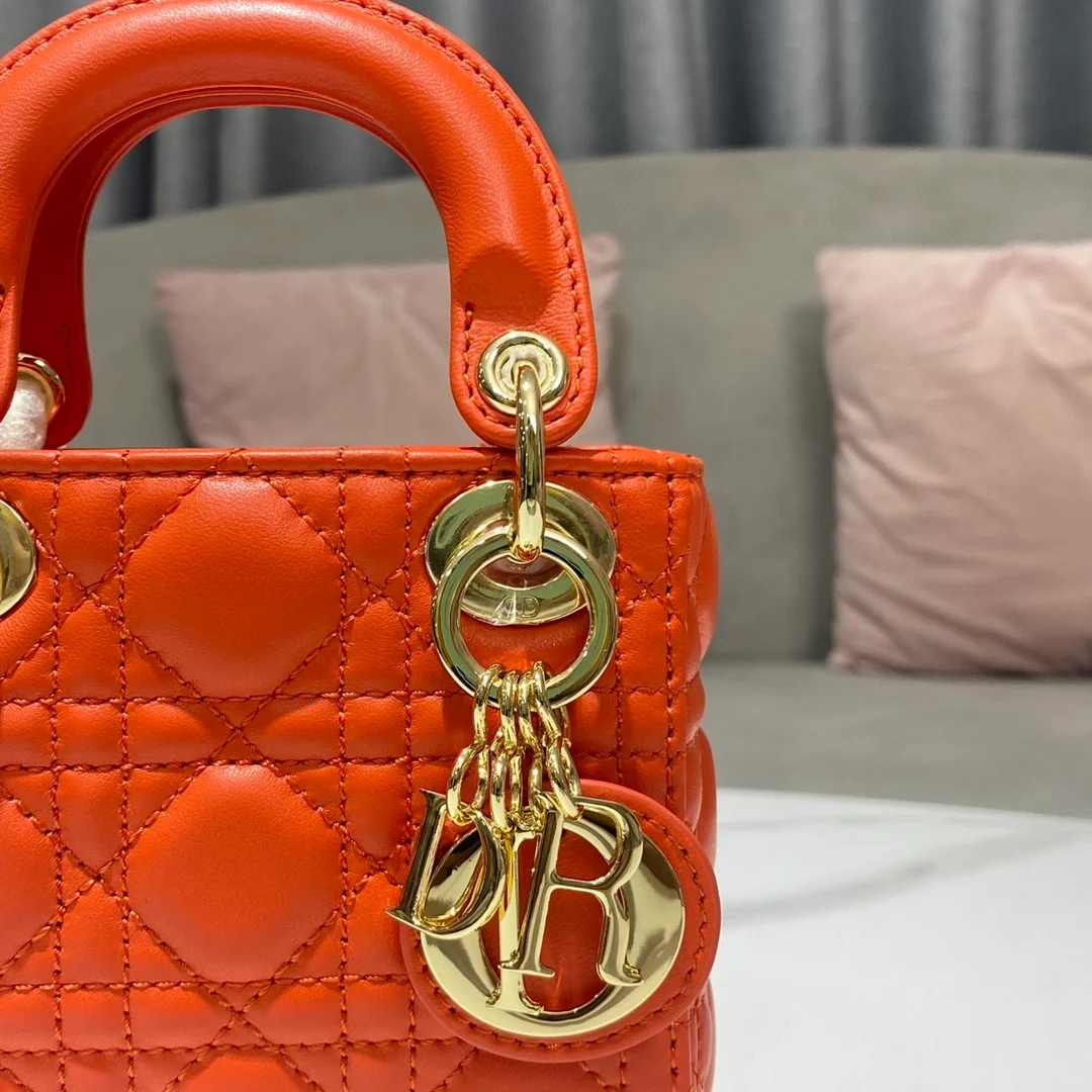 디올 레이디 마이크로 핸드백 오렌지