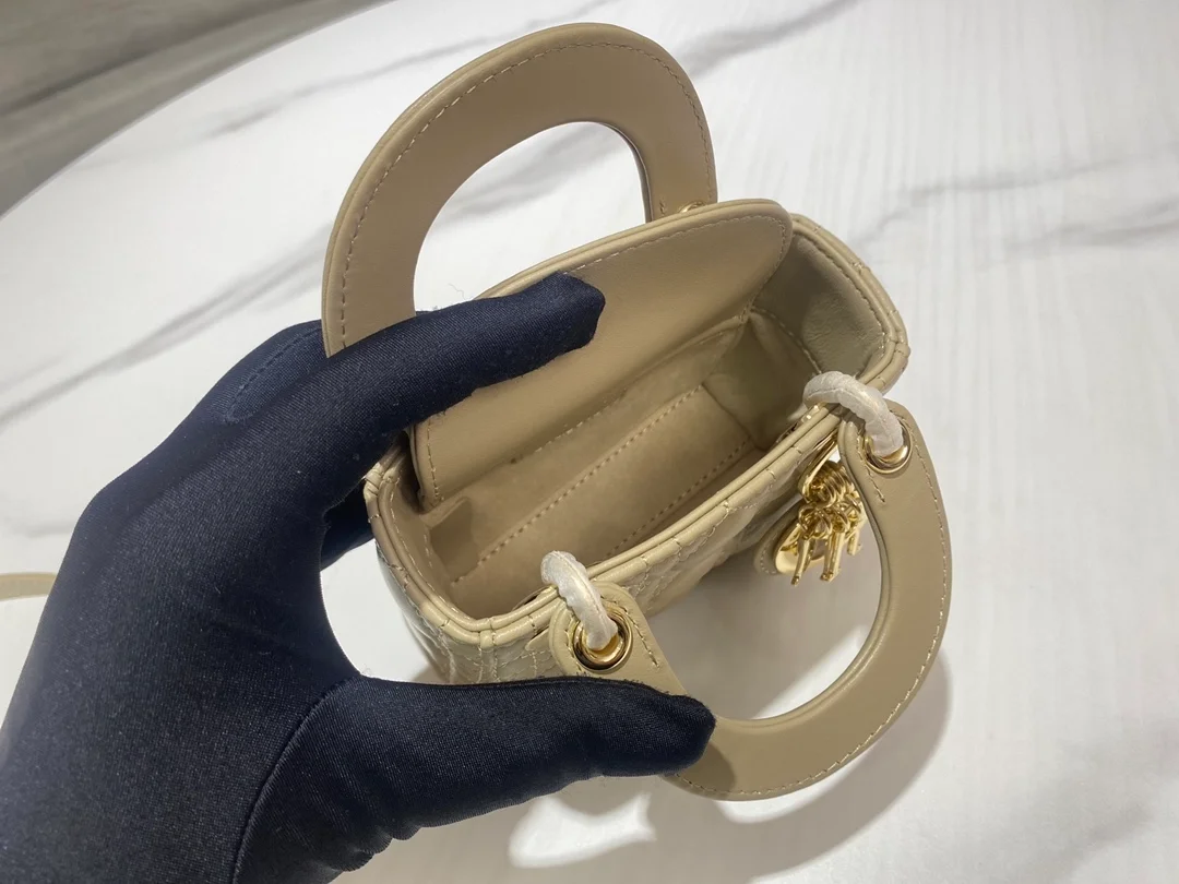 디올 레이디 마이크로 핸드백 베이지