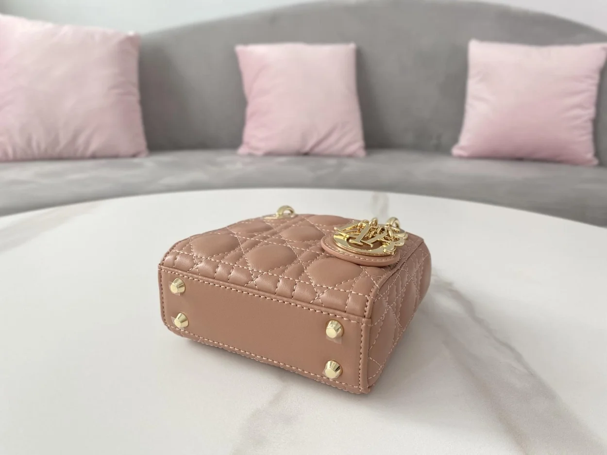 디올 레이디 마이크로 핸드백 로즈