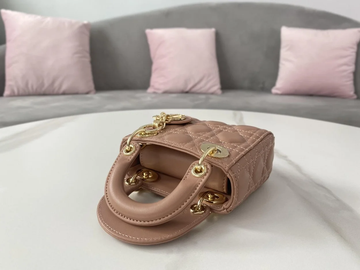 디올 레이디 마이크로 핸드백 로즈