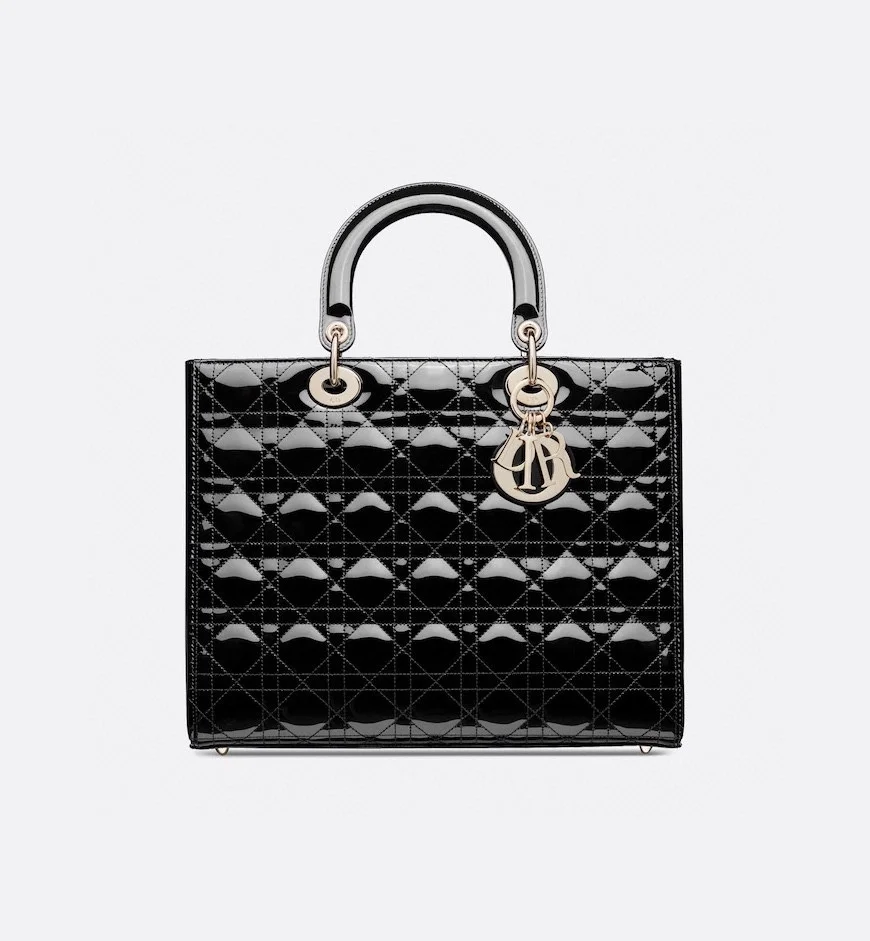 디올 레이디 라지 백 샤이니 블랙