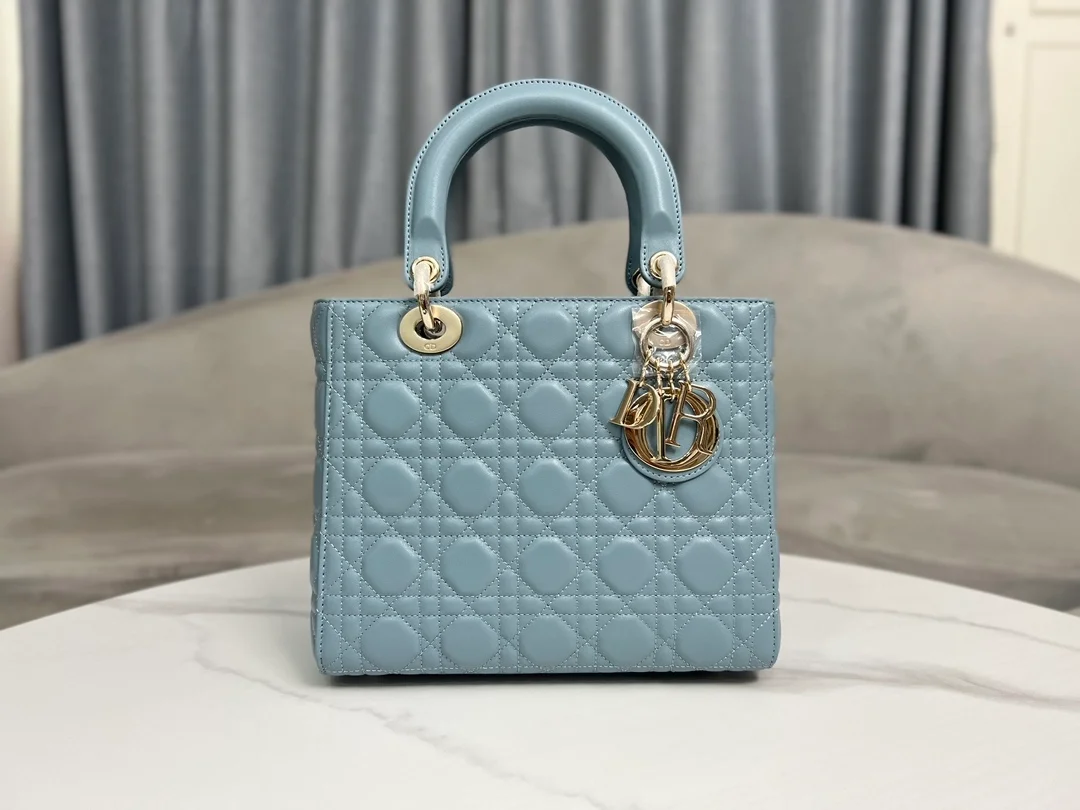 디올 레이디 미디움 백 헤이즈 블루