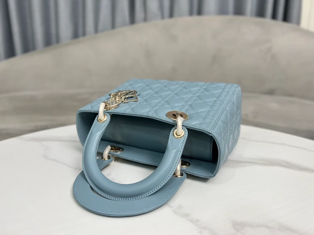 디올 레이디 미디움 백 헤이즈 블루