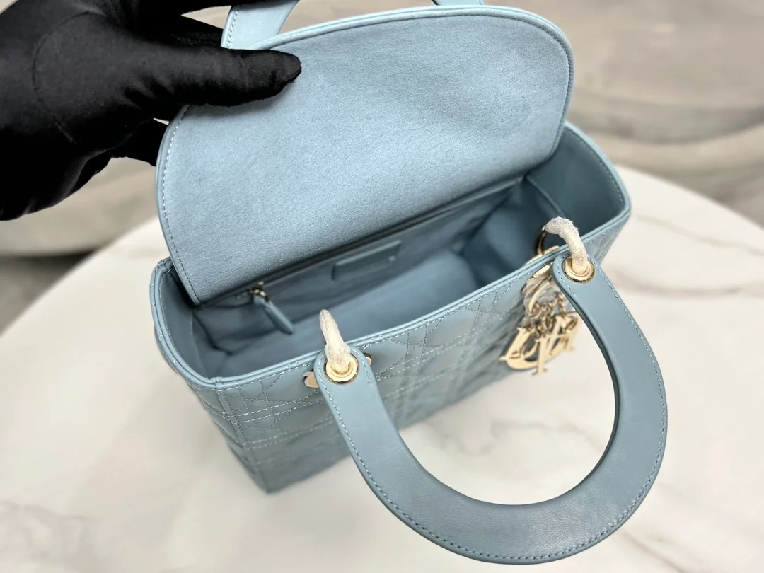 디올 레이디 미디움 백 헤이즈 블루