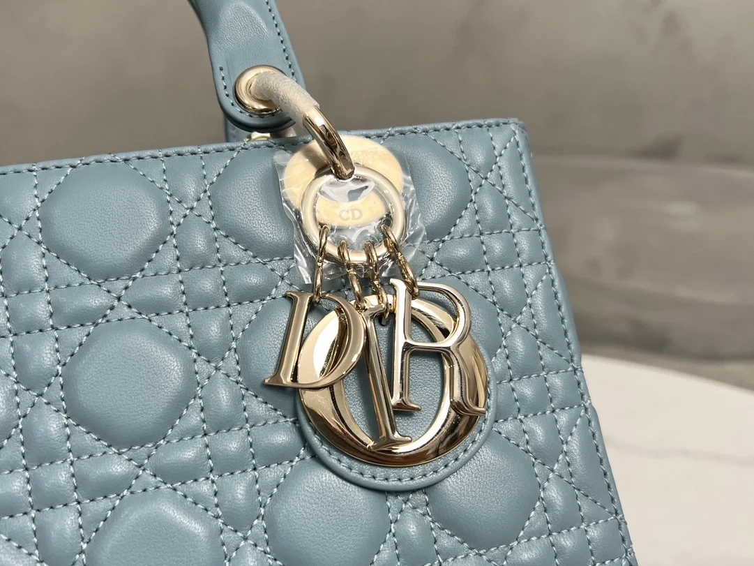 디올 레이디 미디움 백 헤이즈 블루