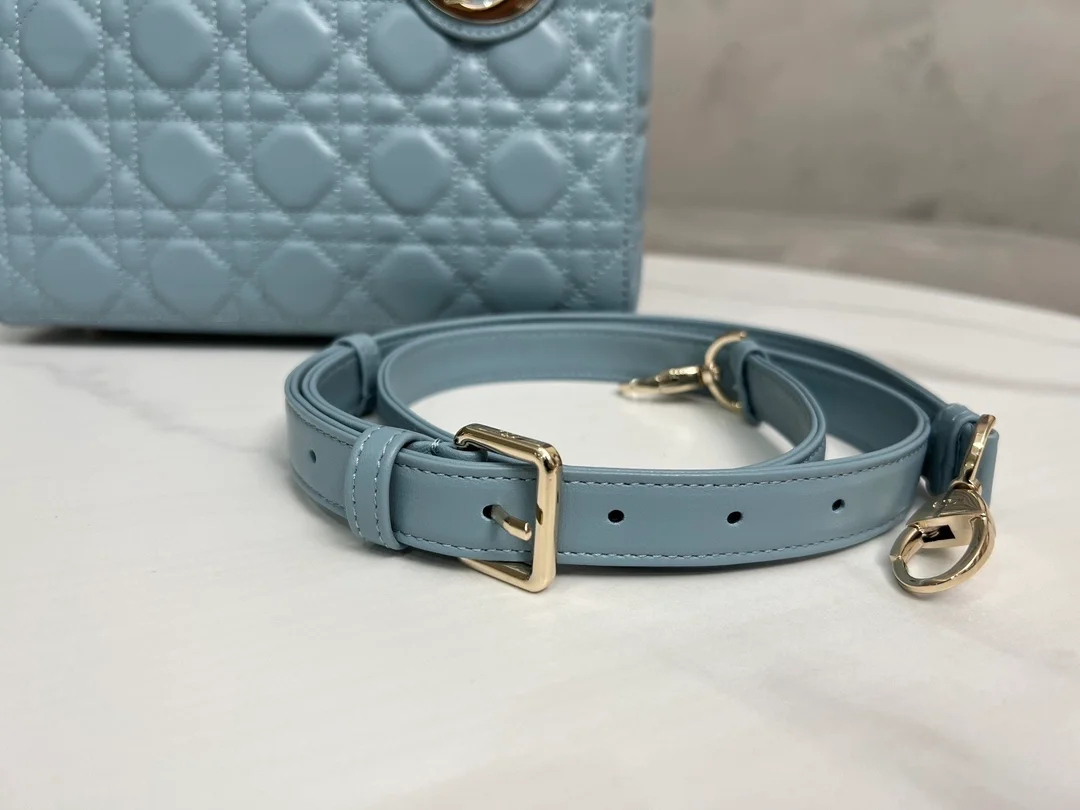 디올 레이디 미디움 백 헤이즈 블루