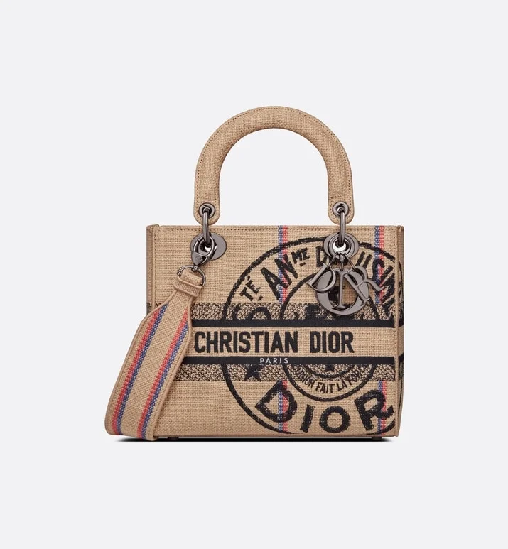 디올 레이디 D-LITE 미디움 백 베이지