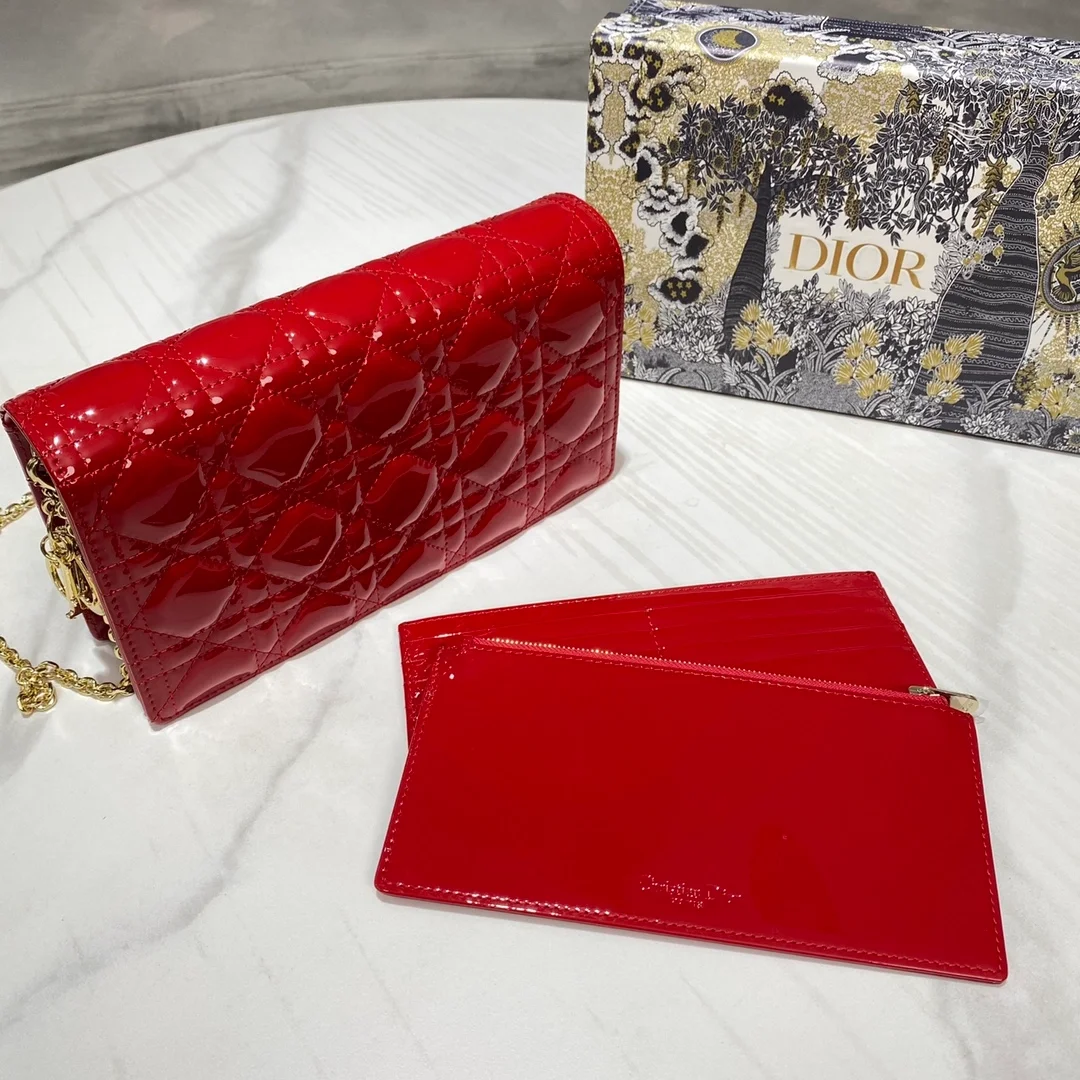 디올 레이디 페이던트 파우치 레드