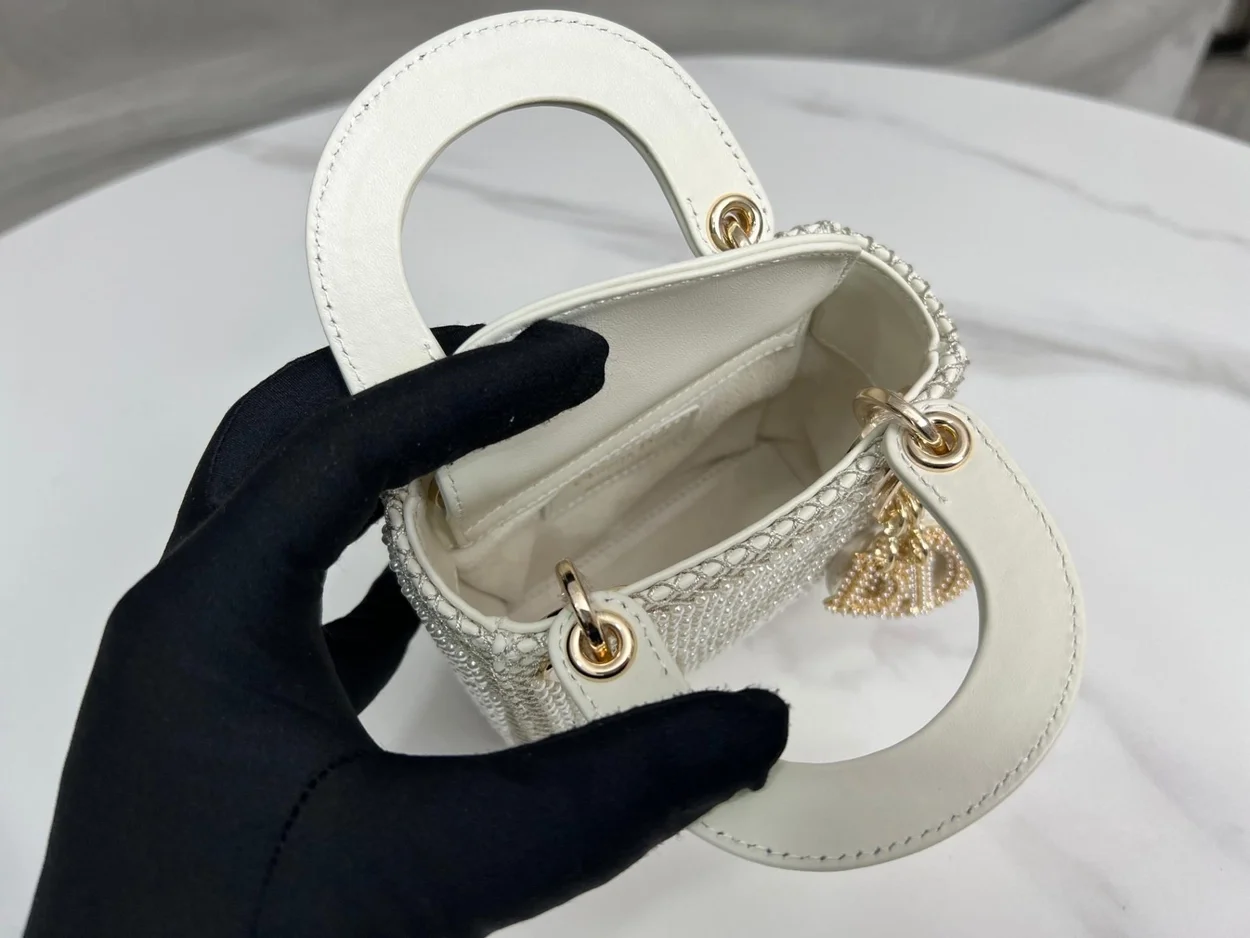 디올 레이디 마이크로 캐나지 백 화이트