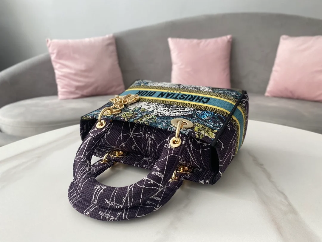 디올 레이디 D-Lite 별자리 멀티 컬러 미디움 백