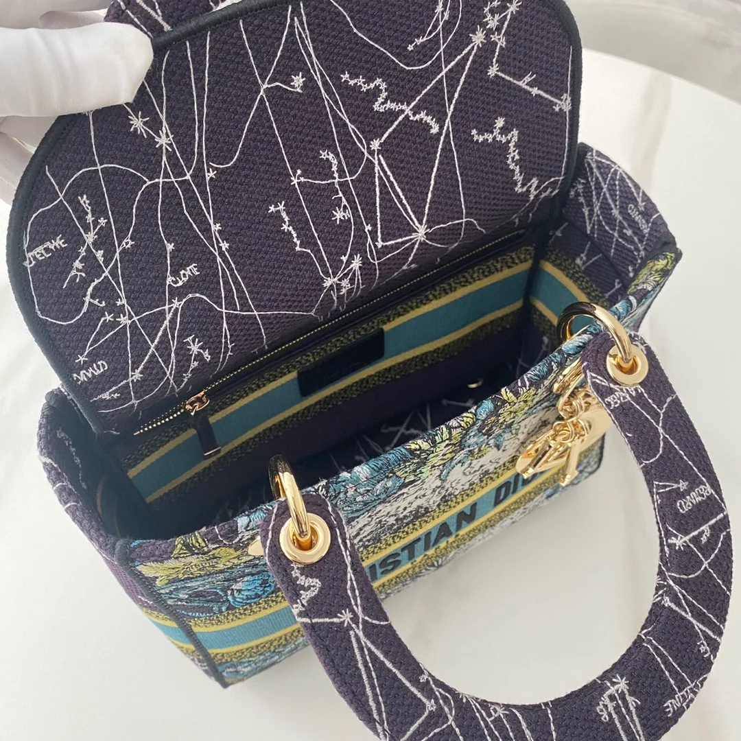 디올 레이디 D-Lite 별자리 멀티 컬러 미디움 백