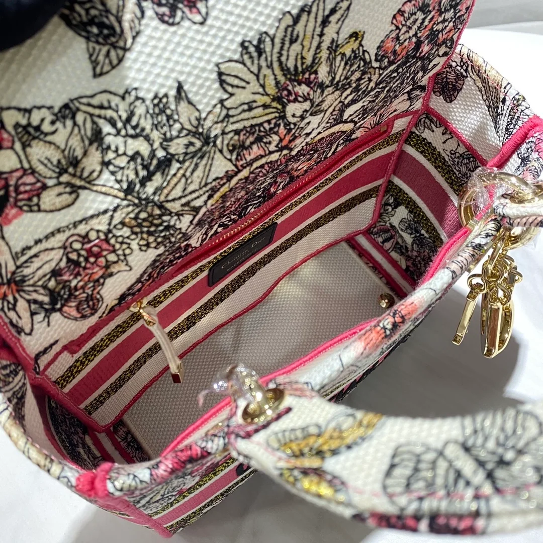 디올 레이디 D-Lite 나비 멀티 컬러 미디움 백