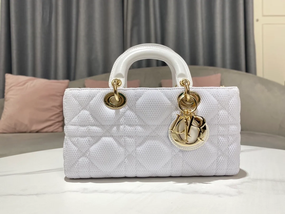 디올 레이디 D-JOY 메시 핸드백 화이트