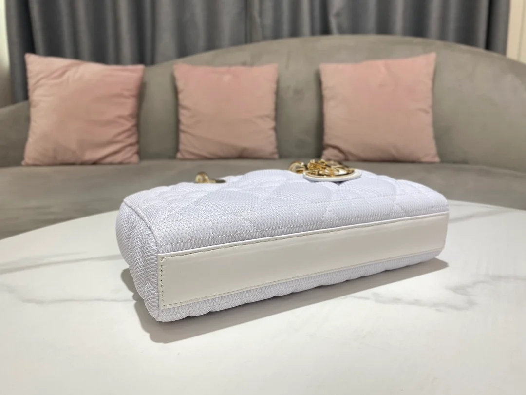 디올 레이디 D-JOY 메시 핸드백 화이트