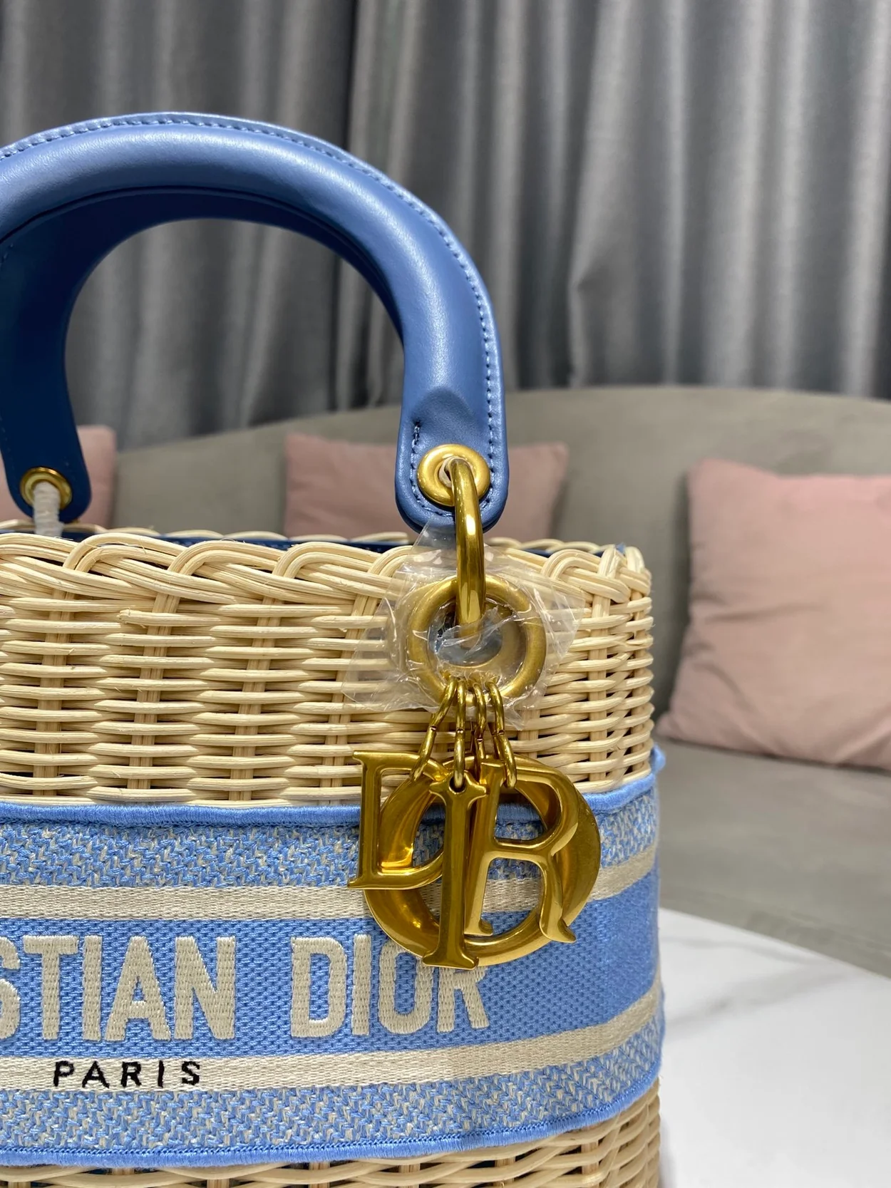 디올 레이디 바스켓 미디움 백 블루