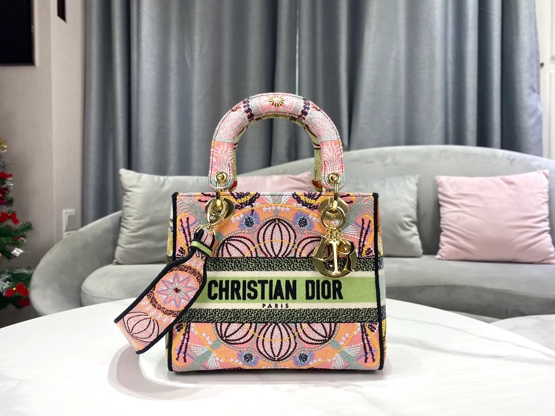 디올 레이디 D-LITE 멀티컬러 미디움 백