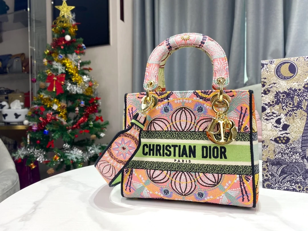 디올 레이디 D-LITE 멀티컬러 미디움 백