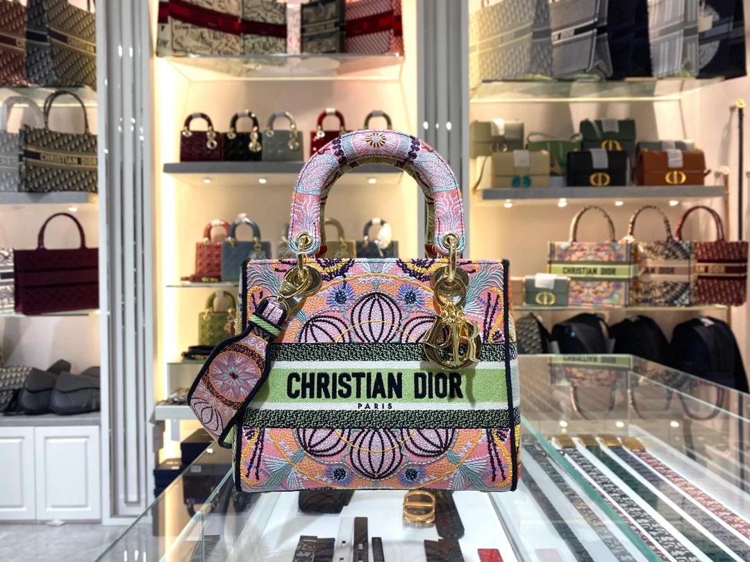 디올 레이디 D-LITE 멀티컬러 미디움 백