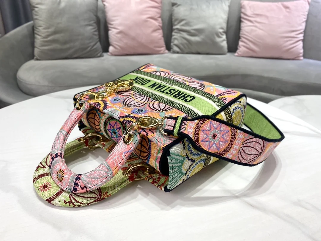 디올 레이디 D-LITE 멀티컬러 미디움 백