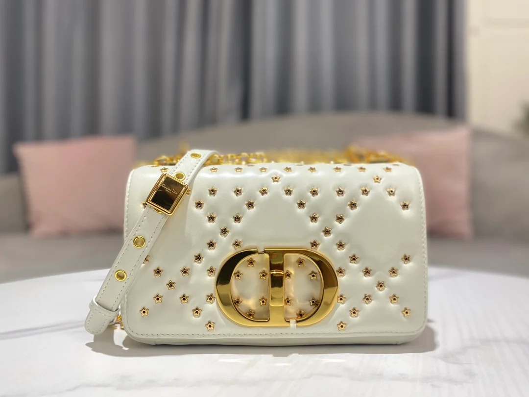 디올 레이디 까나쥬 라떼 스몰 백 화이트