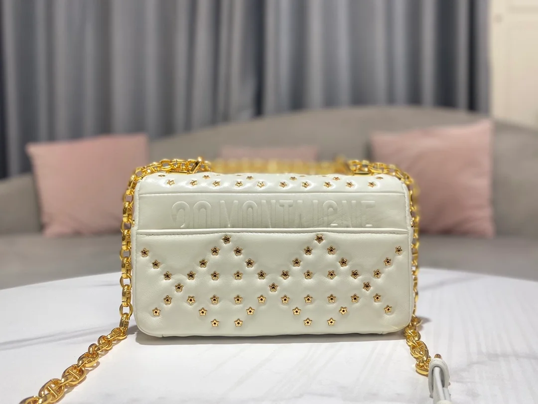 디올 레이디 까나쥬 라떼 스몰 백 화이트