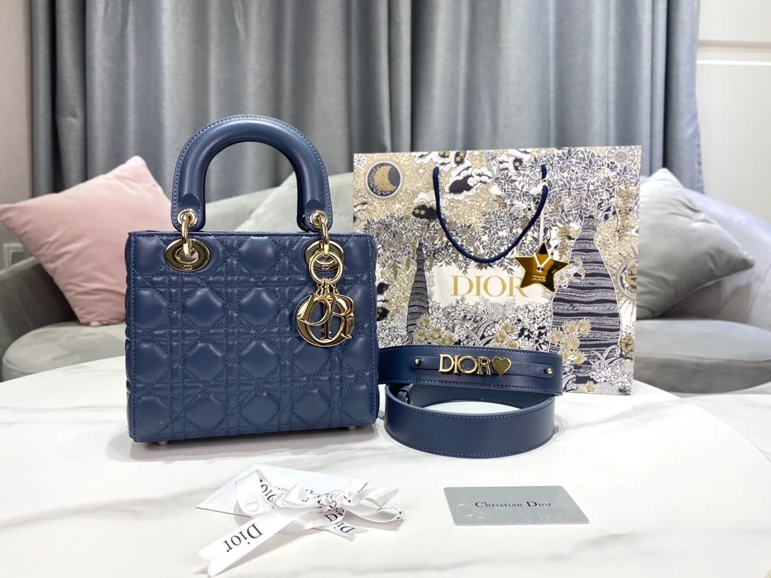 디올 레이디 MY ABCDIOR 스몰 백 딥 오션 블루