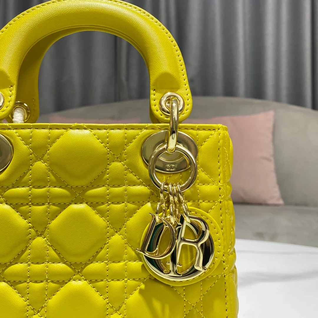 디올 레이디 페이던트 까나쥬 미니 백 옐로우