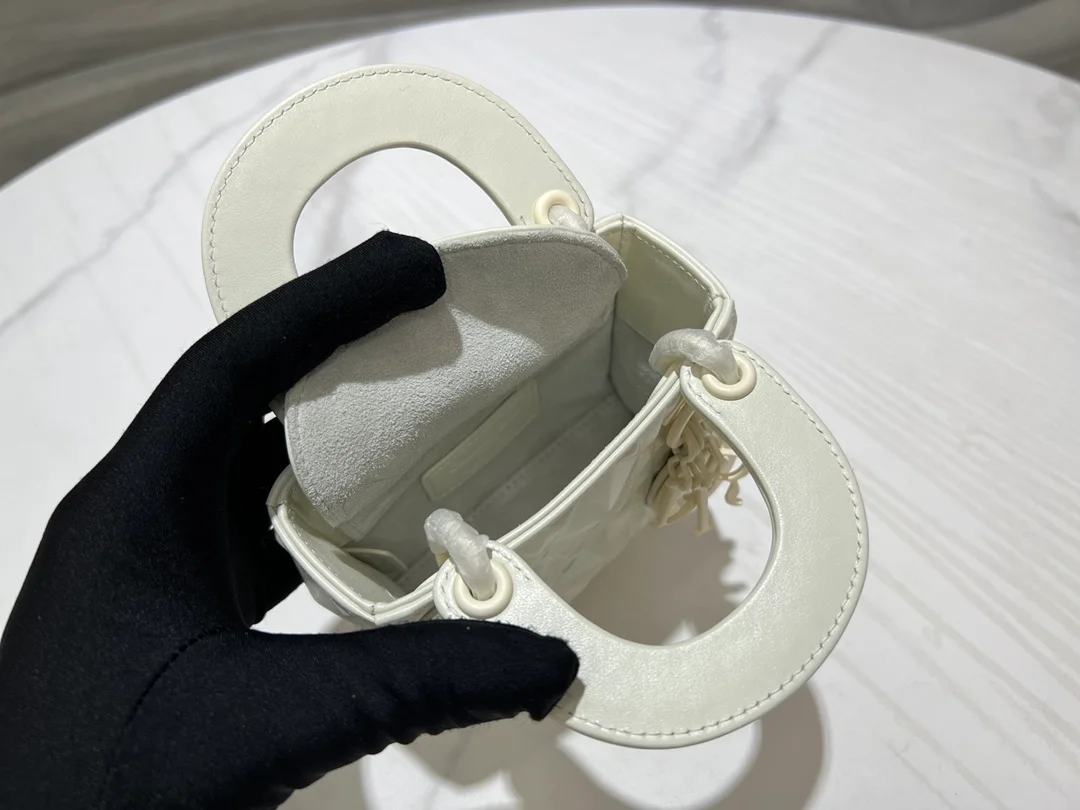 디올 레이디 마이크로 라떼 백 화이트