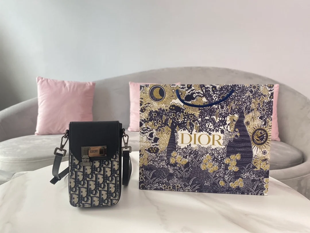 디올 버티컬 파우치 베이지