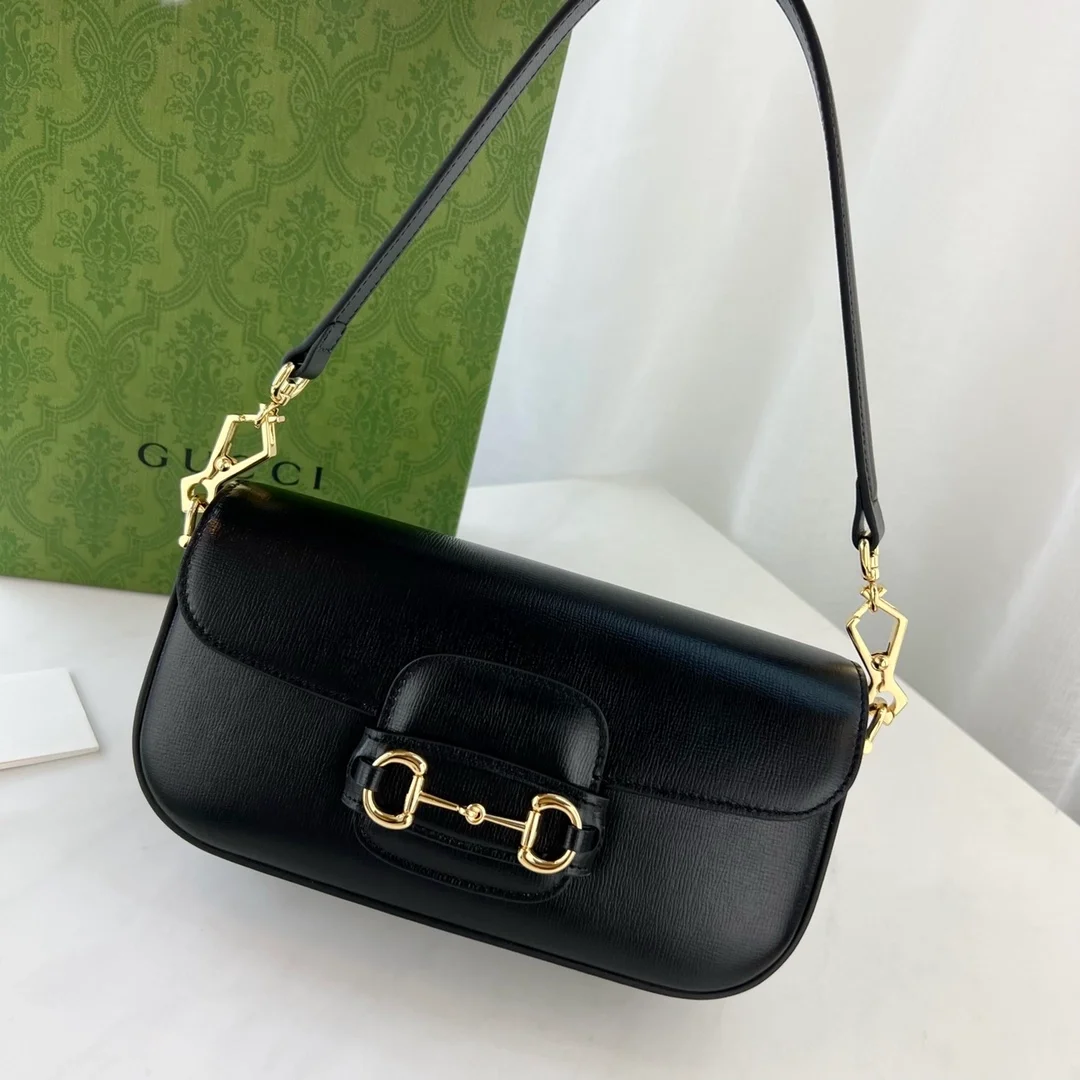 구찌 홀스빗 1955 블랙 레더 스몰 숄더백