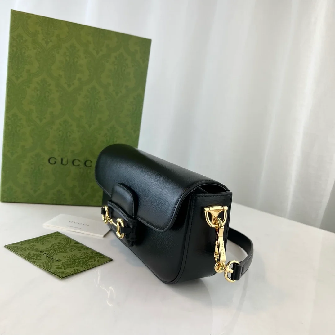 구찌 홀스빗 1955 블랙 레더 스몰 숄더백