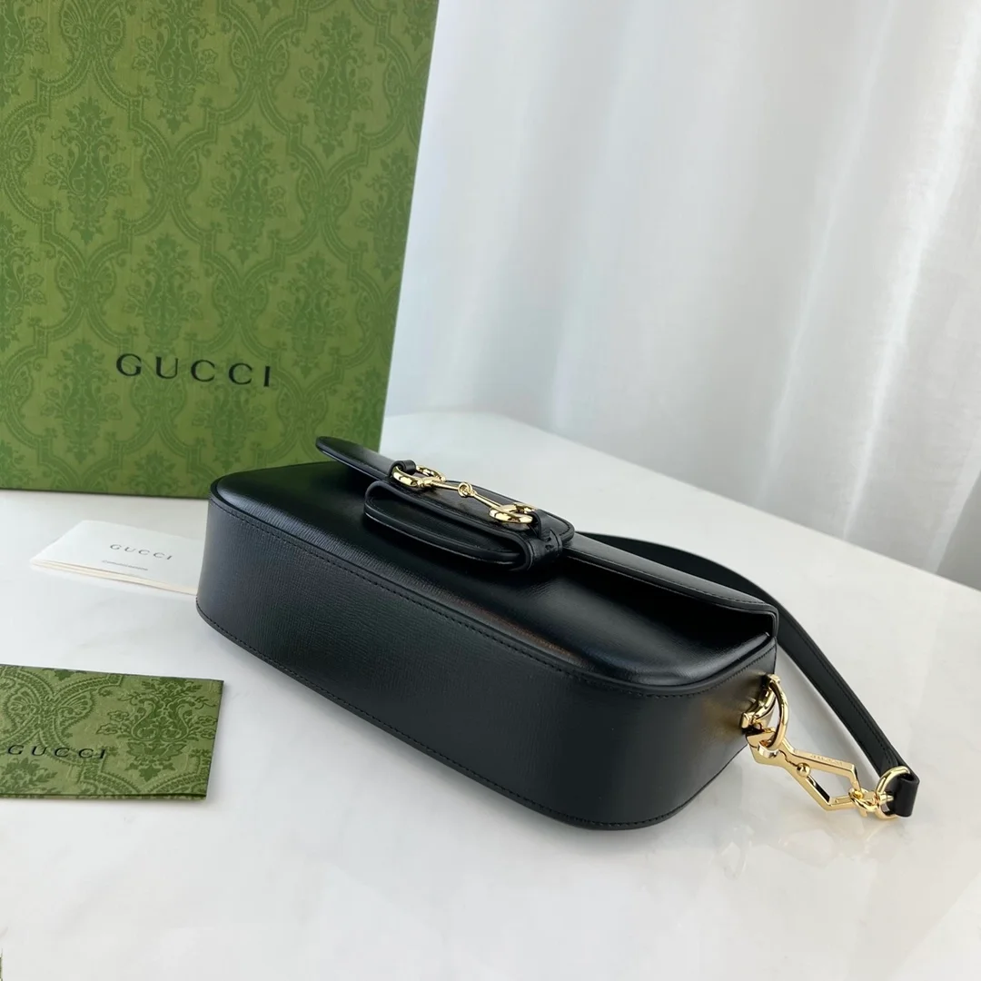 구찌 홀스빗 1955 블랙 레더 스몰 숄더백