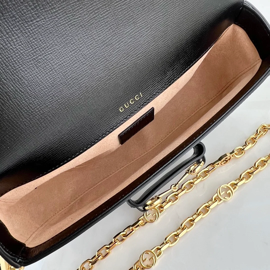 구찌 홀스빗 1955 블랙 레더 스몰 숄더백