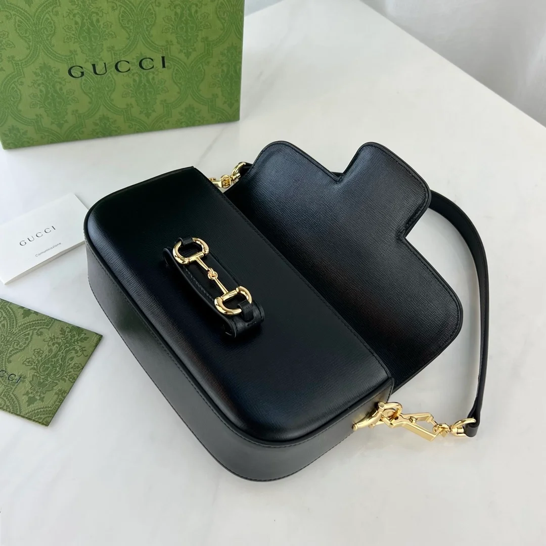 구찌 홀스빗 1955 블랙 레더 스몰 숄더백