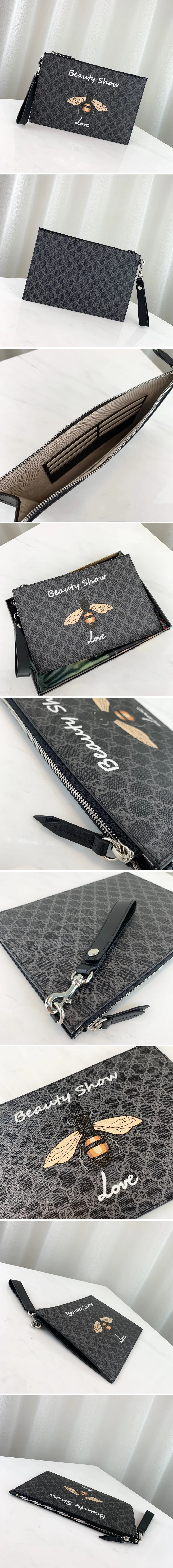 구찌 허니 웹 슈프림 클러치백 블랙