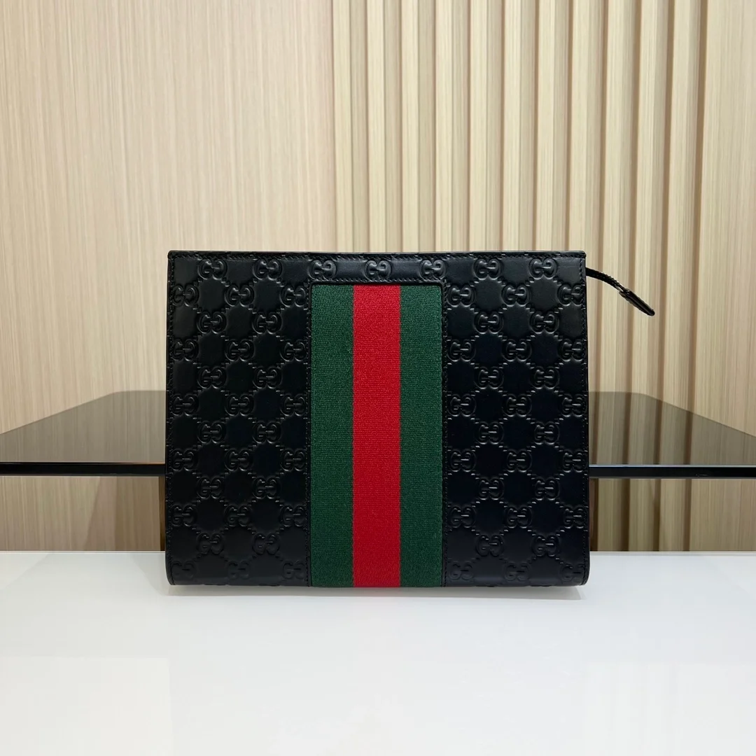 구찌 GG 슈프림 웹 클러치백 블랙