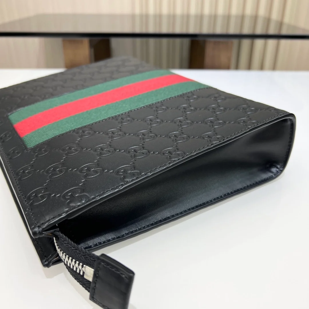 구찌 GG 슈프림 웹 클러치백 블랙