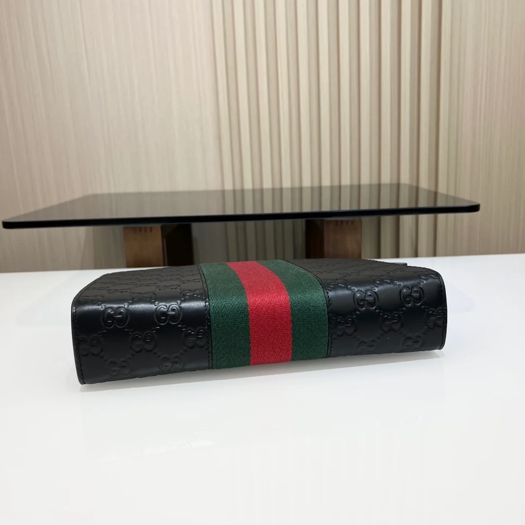 구찌 GG 슈프림 웹 클러치백 블랙