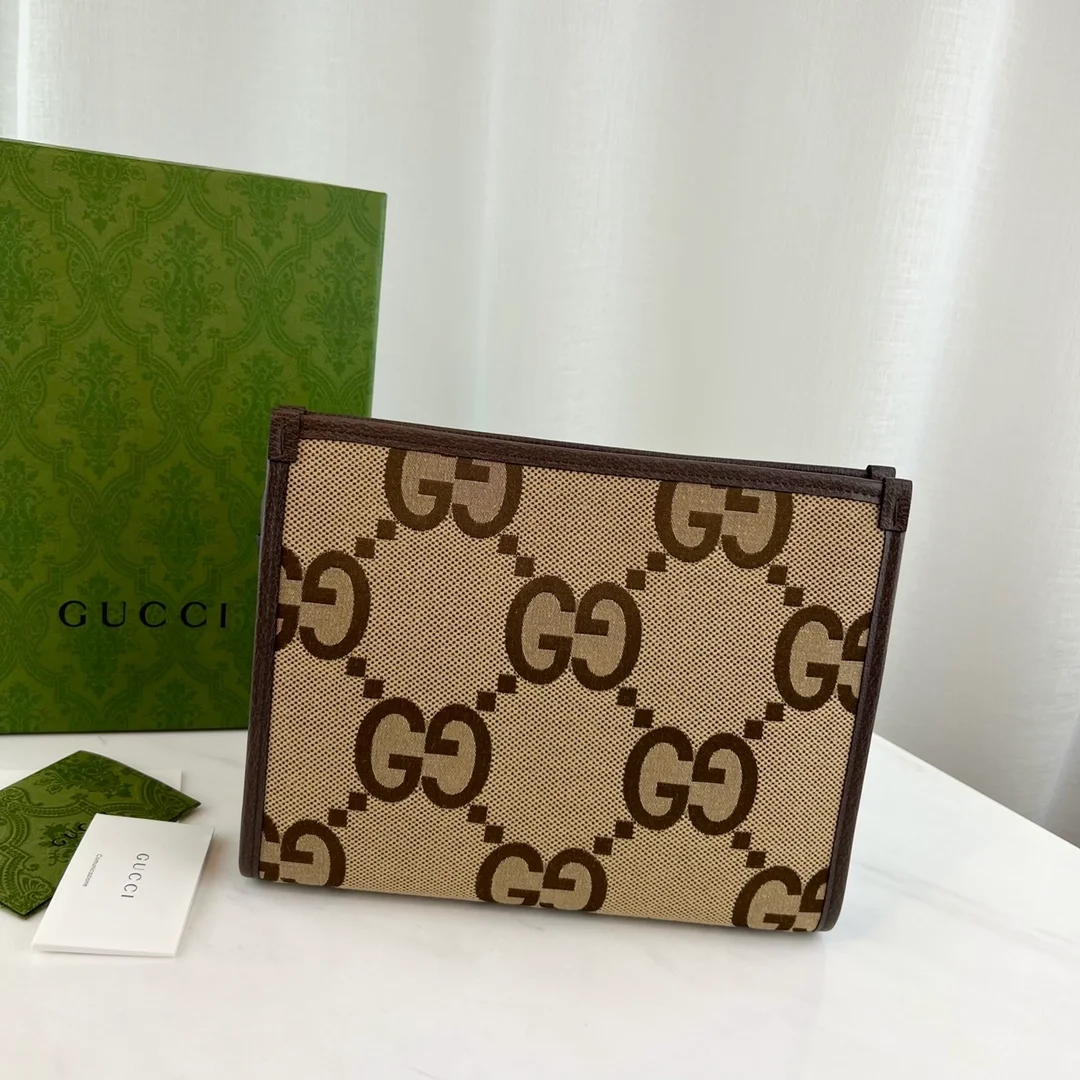 구찌 카멜 에보니 점보 GG 파우치