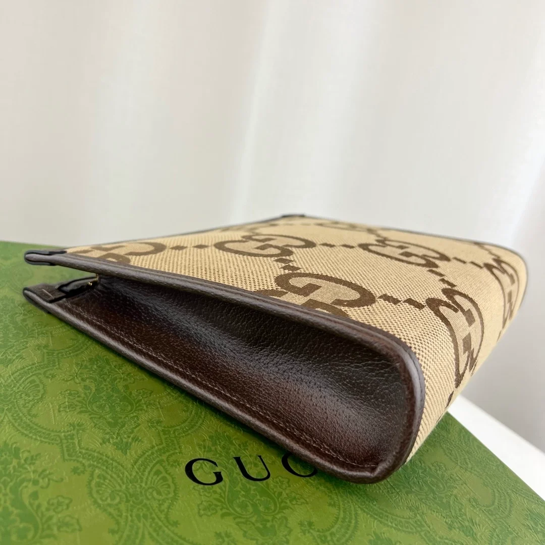 구찌 카멜 에보니 점보 GG 파우치