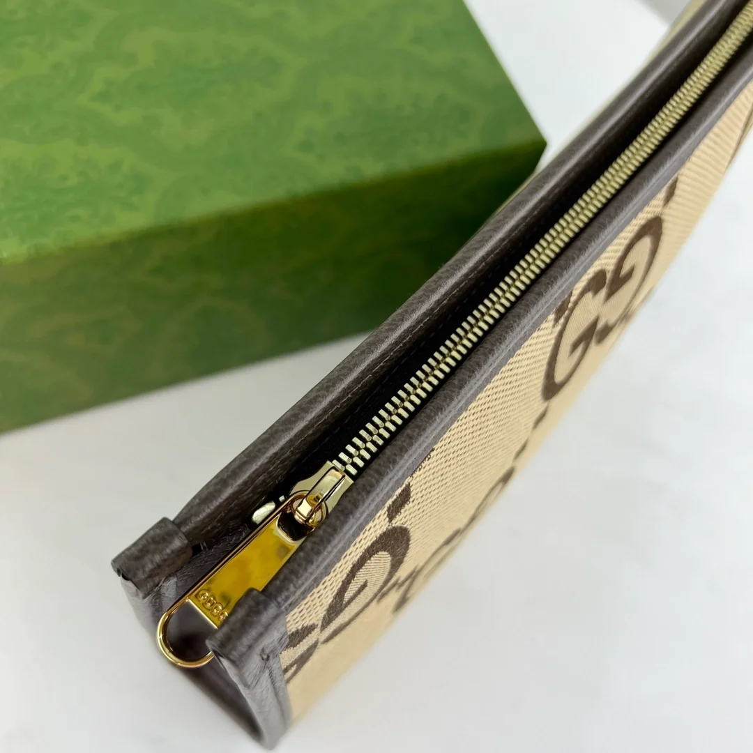 구찌 카멜 에보니 점보 GG 파우치